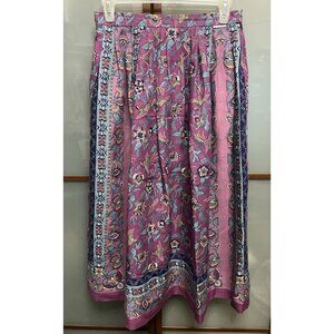 Geiger Austria 100% Pure Wool Pleated Skirt Floral Cottage Fairy Womans Size 38